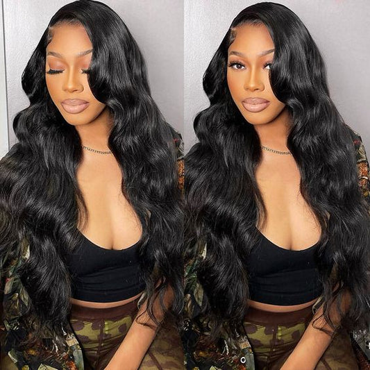 Black Body Wave 13x6 Glueless Pre-bleached Transparent Lace Frontal Wig 150% Density