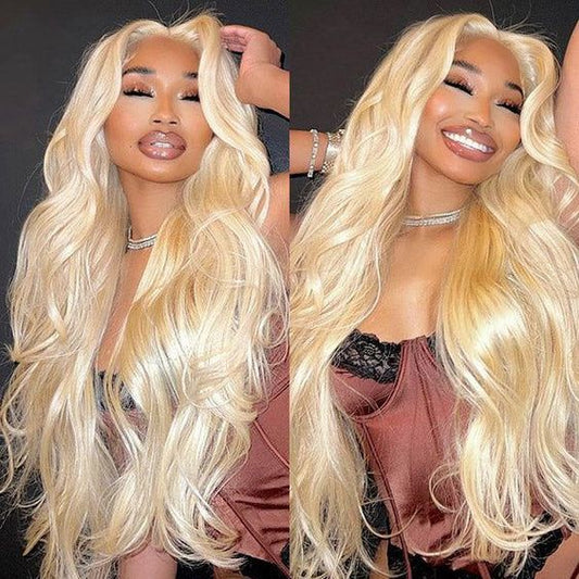 613 Blonde Body Wave 13x4 Transparent Lace Frontal Virgin Brazilian Hair Wig 180% Density