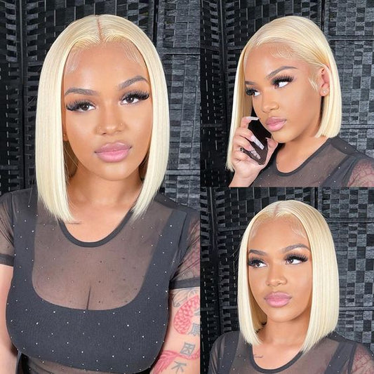 613 Blonde Straight Pre-Plucked 13x4 Lace Frontal Bob Wig 150% Density